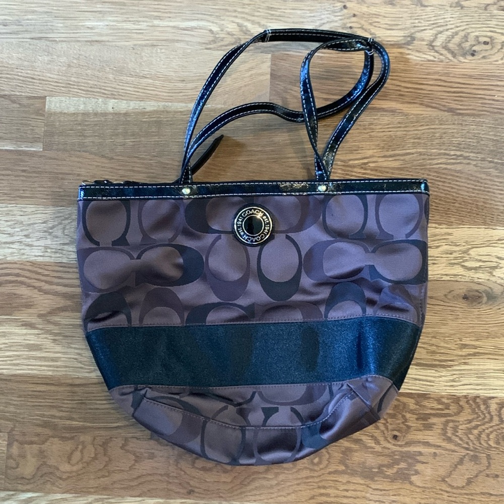 Vintage Coach F20018 Signature C Multi Brown Tote Bag